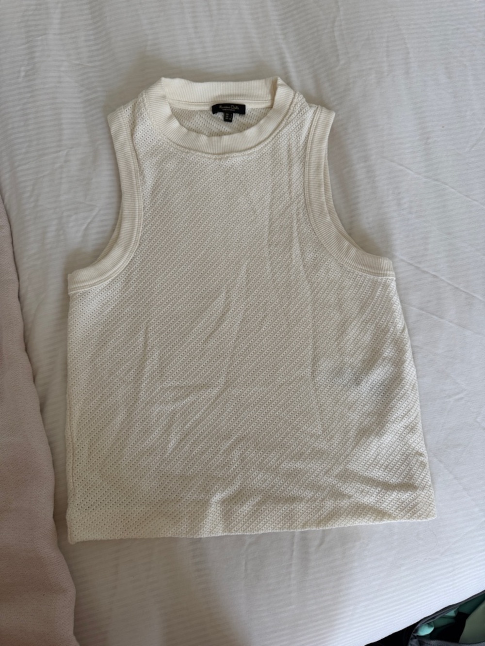 Massimo Dutti cream textured cotton blend top